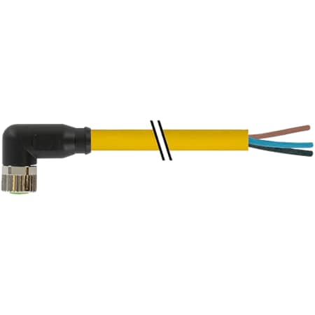 Murrelektronik M8 female 90 Degree with cable LED, PUR 4x0.25 bk UL/CSA 10m 7000-08081-0101000